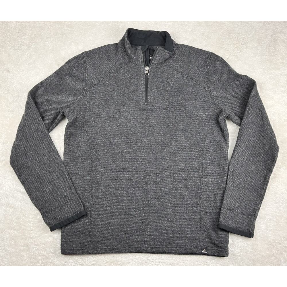Prana Korven Sweater Mens Sz M Gray Pullover Long Sleeve Quarter Zip Wool Blend